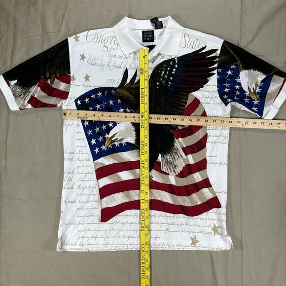 Cotton Traders Sport Polo Shirt MED Declaration Of Independence All Over Print - Picture 13 of 15